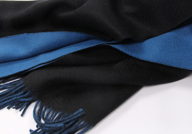 Double Sided Shawl-Two Colours in one shawl- Azure-Midnight Colour Combination-Sophisticated Plain Weave Craftsmanship
Expertly constructed using the plain weave technique, this shawl offers a flawless and resilient structure. Its smooth finish and refined aesthetic make it an essential addition to any luxury wardrobe.