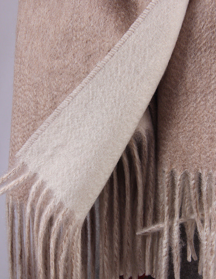 Cocoa and Beige Colour-Double Sided Hue-100% Cashmere Shawl-190cm x 70cmSumptuous Warmth with Enhanced Thickness
Experience unparalleled warmth with our thoughtfully designed thicker shawl. Despite its luxurious thickness, it remains lightweight and effortlessly elegant. With dimensions of 190cm x 70cm and a weight of 465 grams, it promises to be your perfect companion, enveloping you in comfort and style across all seasons.