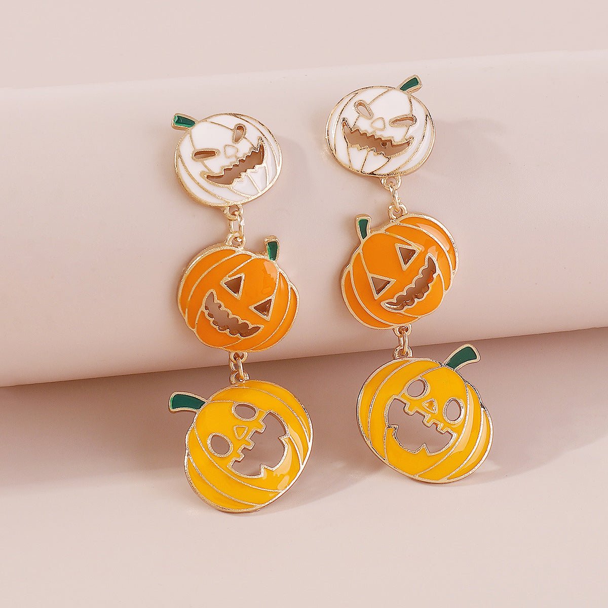 Halloween Pumkin Earrings - three pumkin dangles