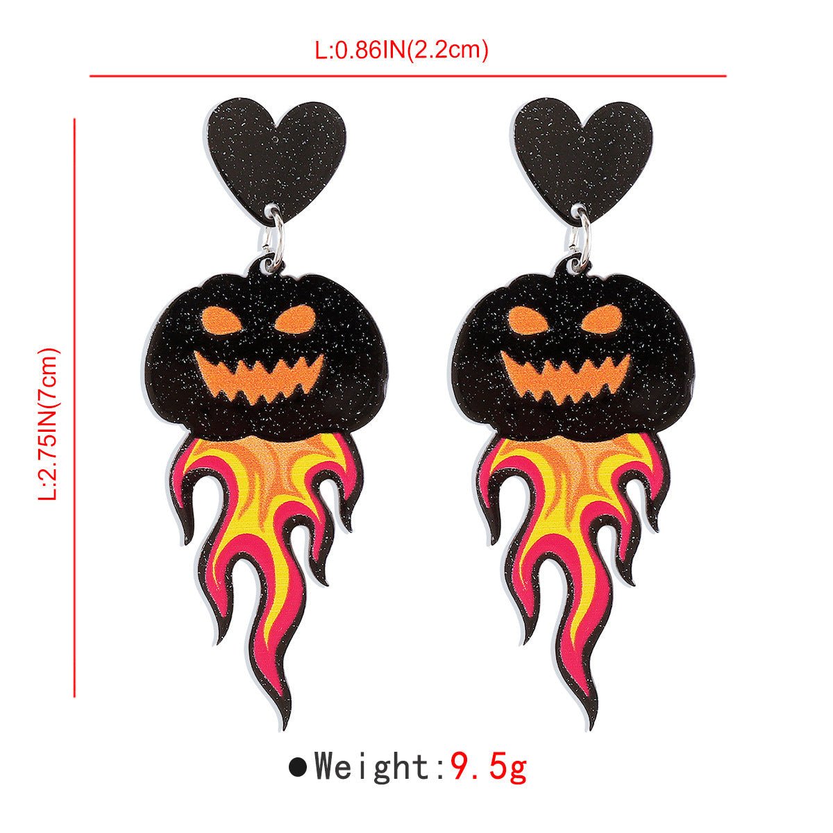Halloween Pumkin Earrings - measurement