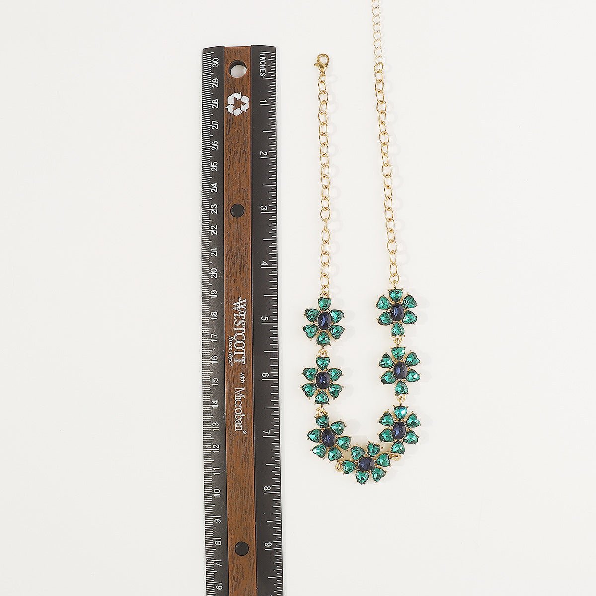 Flower Design Necklace -Rhinestone