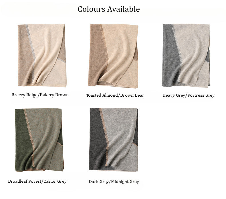 Chroma Blend|Color-Block Cashmere Shawl|Radiant Openwork and Shimmering Filaments