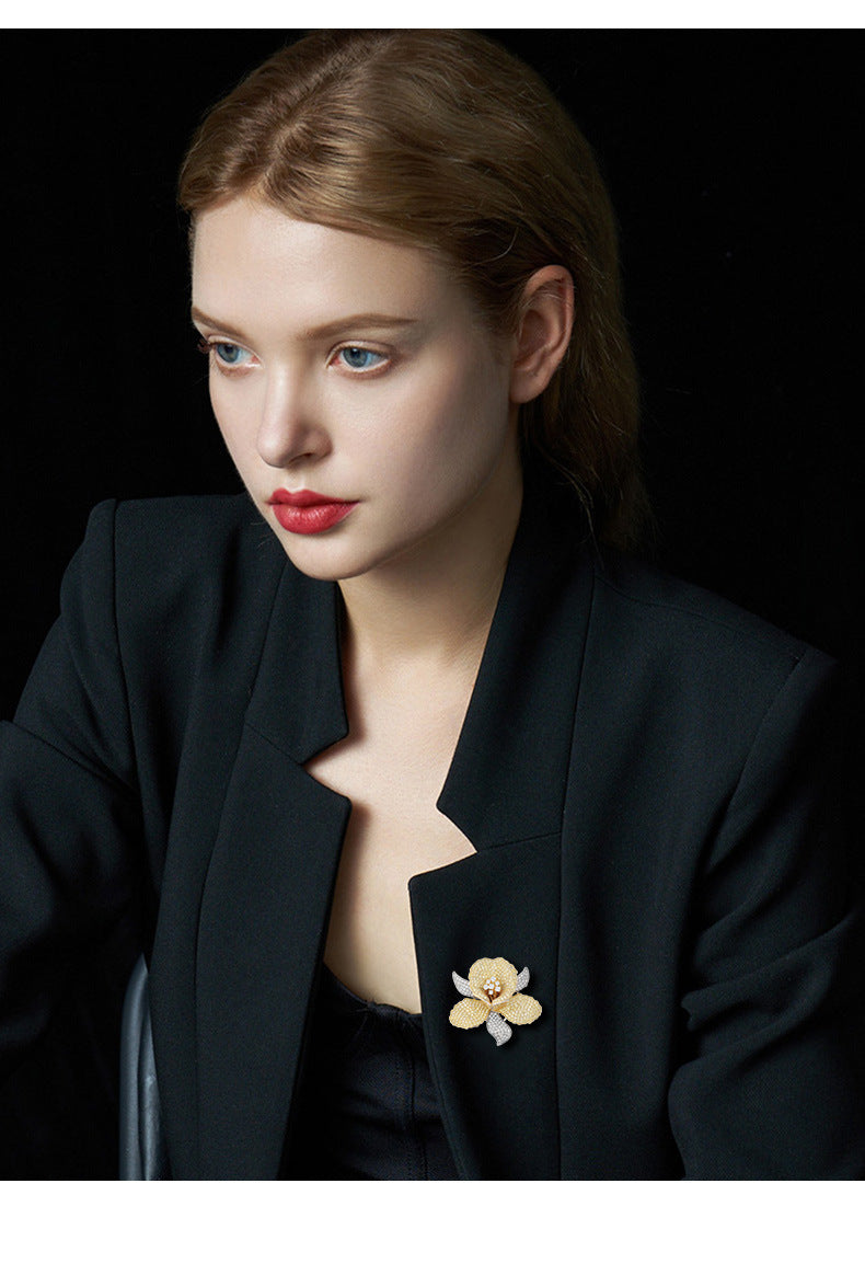 Orchid Brooch-CZ Gemstones