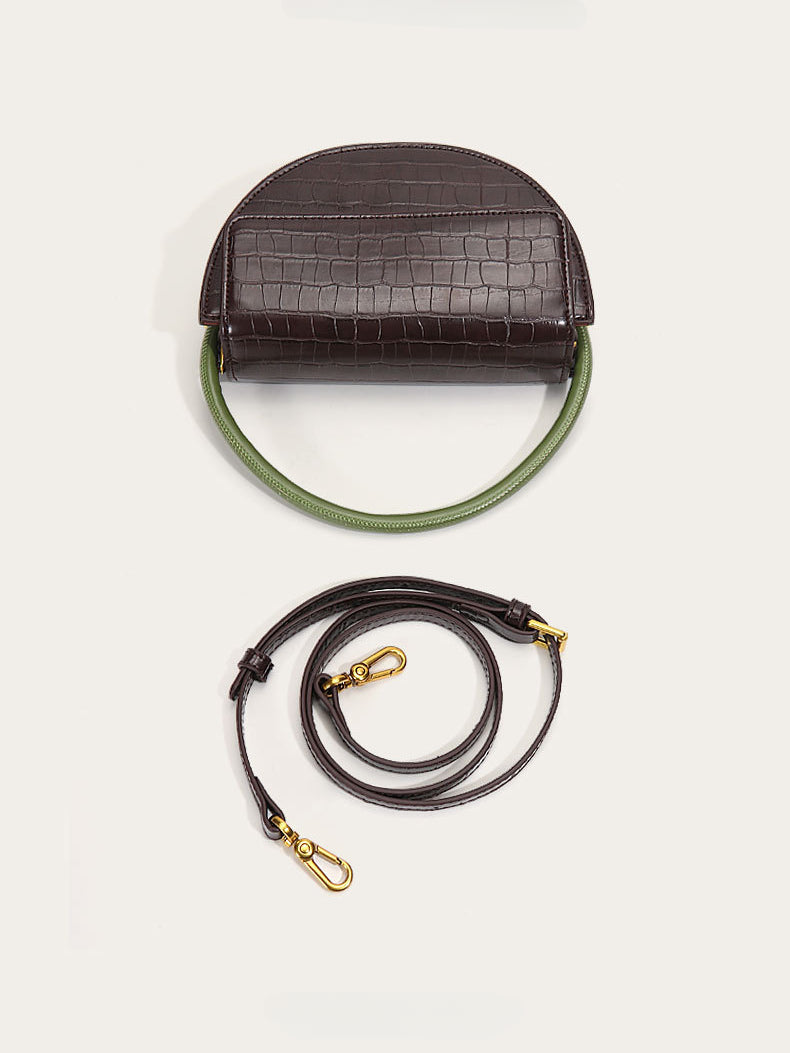 Bronze Bliss|Top-layer Cowhide|Genuine Leather Saddle Bag|Croc-Embossed - Jin's Finds