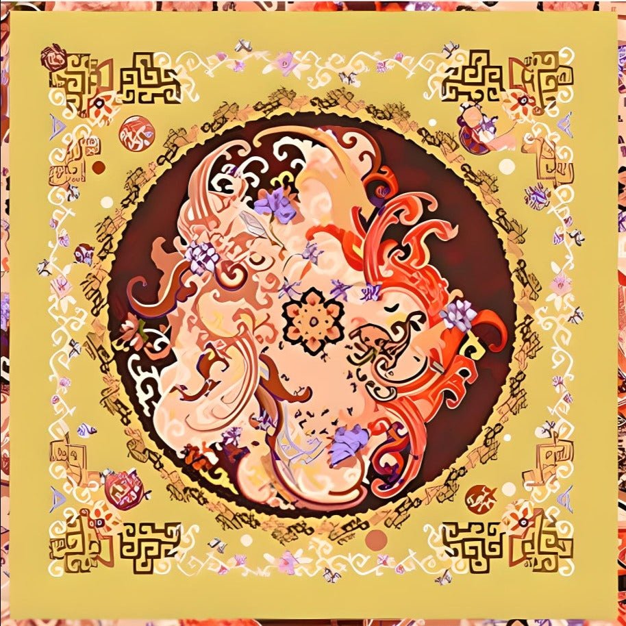 Auspicious Phoenix Synchronicity Silk Scarf|106cm x 106cm|Chinoiserie Style|100% Silk Twill - Jin's Finds