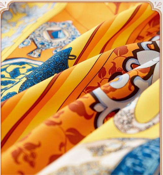 Dazzling Diva Drawer|100% Silk Twill|Chinoiserie Silk Scarf|106cmx106cm - Jin's Finds