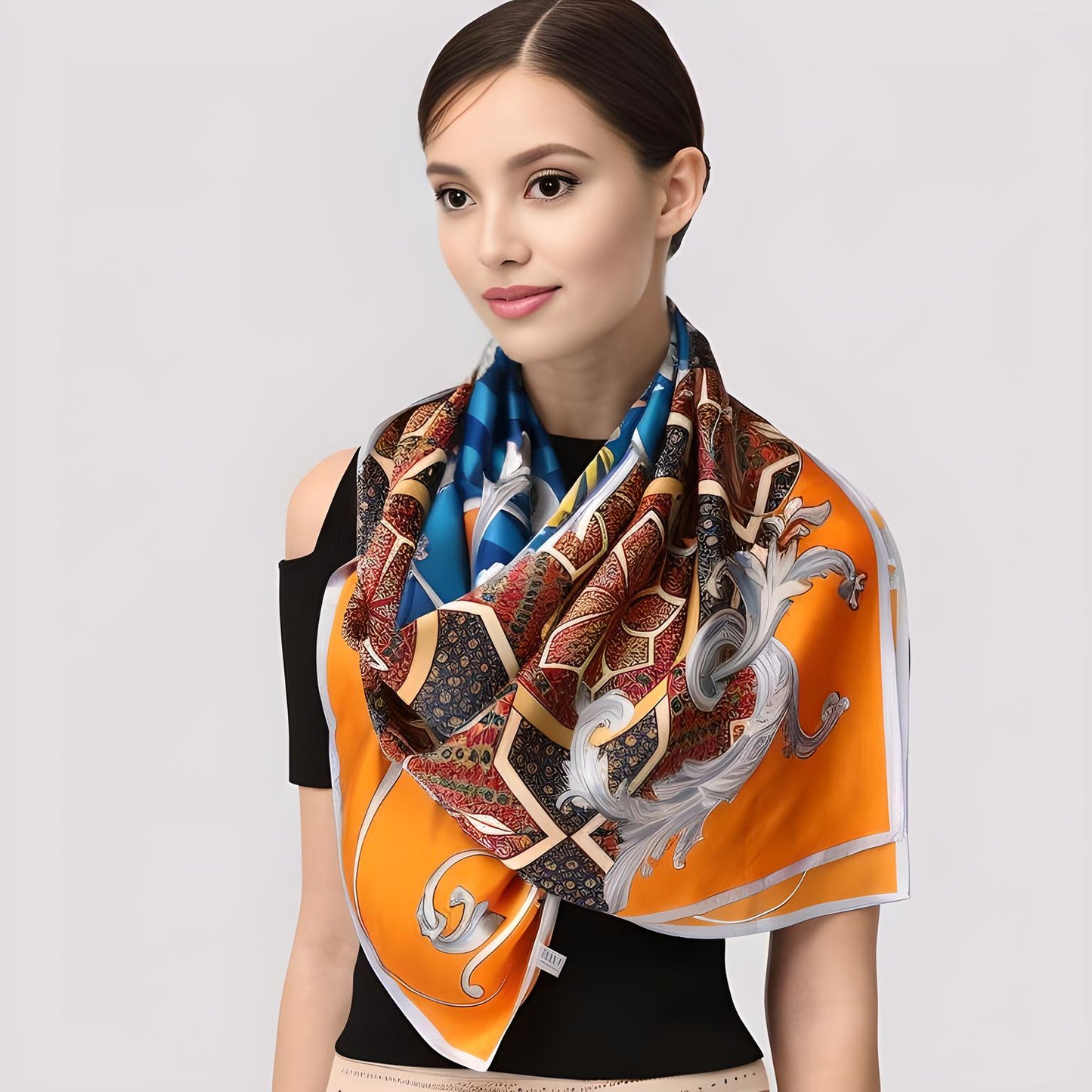 [Regalia Collection] Radiant Serenity|100% Crepe Satin Plain Silk Scarf|110cmx110cm - Jin's Finds