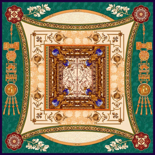 Mystical Reverie|Mandala Silk Scarf| 100% Silk Twill Fabric|135cm x 135cm - Jin's Finds