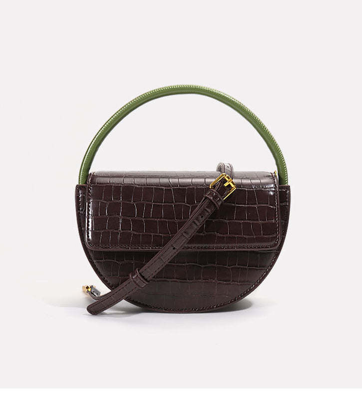 Bronze Bliss|Top-layer Cowhide|Genuine Leather Saddle Bag|Croc-Embossed - Jin's Finds