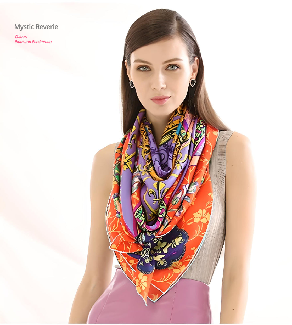 Mystical Reverie|Mandala Silk Scarf| 100% Silk Twill Fabric|135cm x 135cm - Jin's Finds