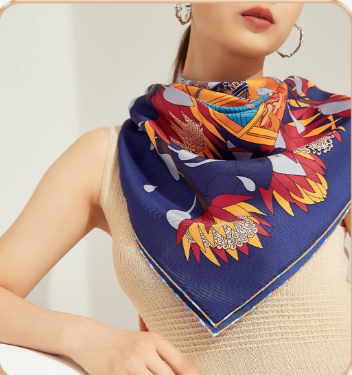 Dazzling Diva Drawer|100% Silk Twill|Chinoiserie Silk Scarf|106cmx106cm - Jin's Finds