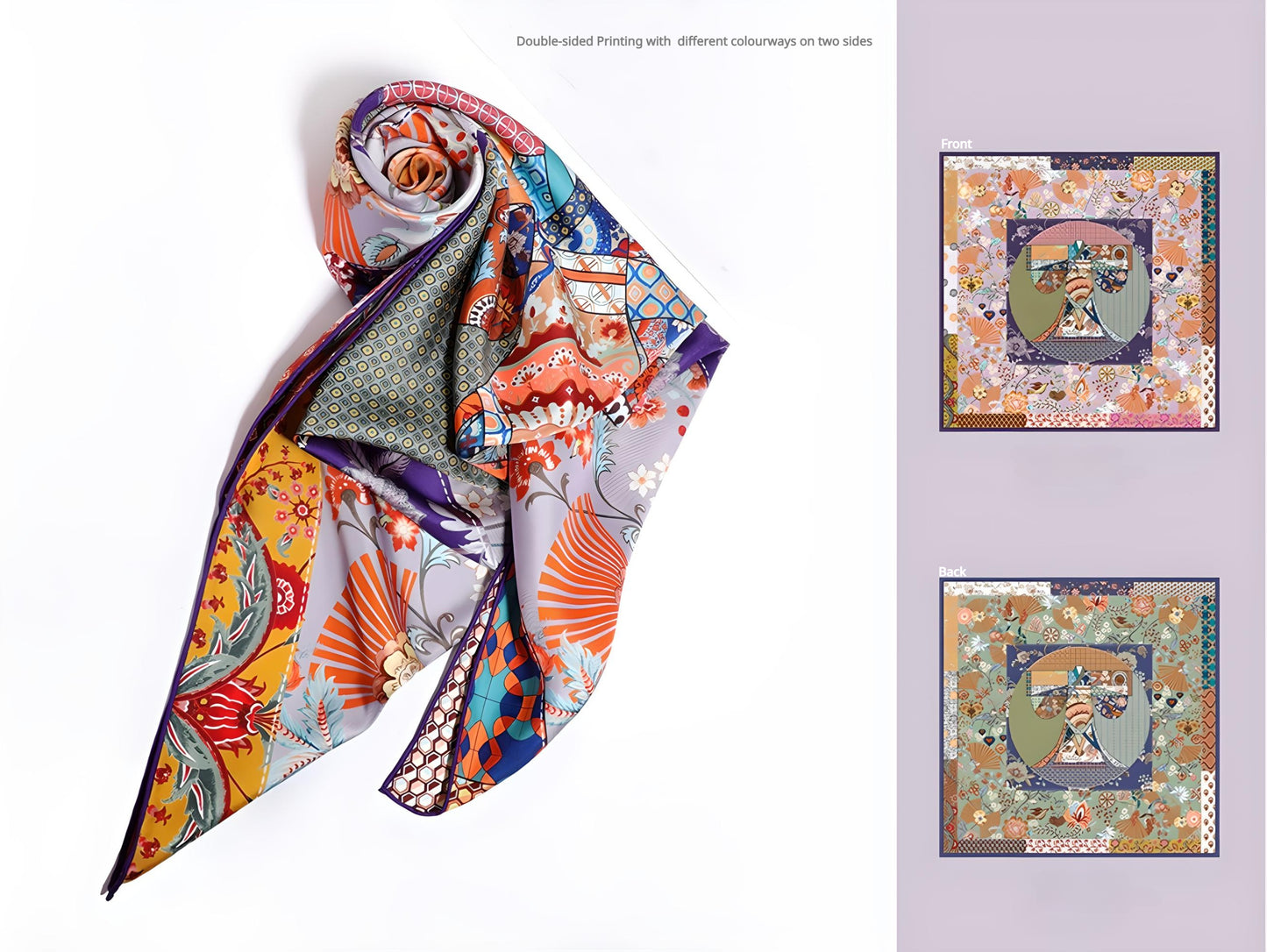 Majestic Tang Muse|Silk Scarf|100% Silk Twill|105cm x 105cm - Jin's Finds