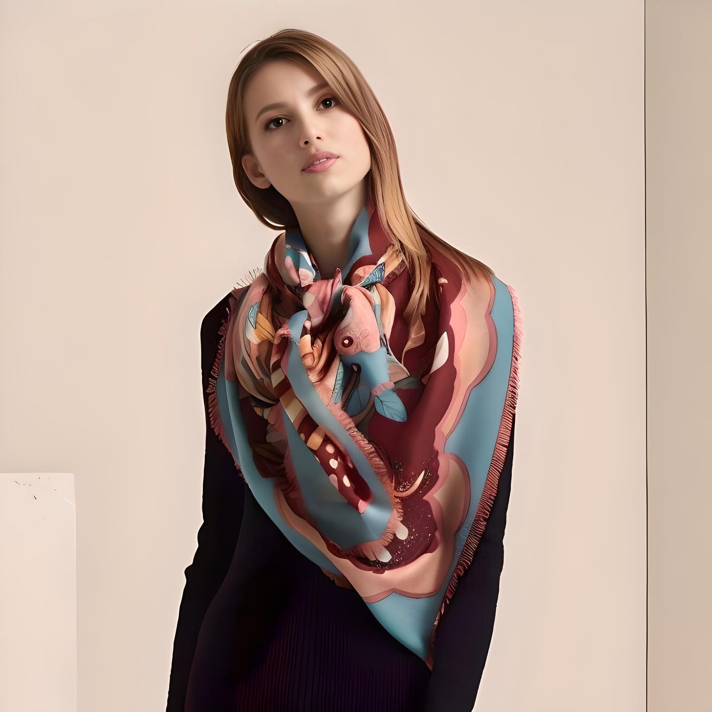 Elysian Sip| 100% Australian Wool Scarf | An ode to the art of living|138cmx138cm - Jin's Finds