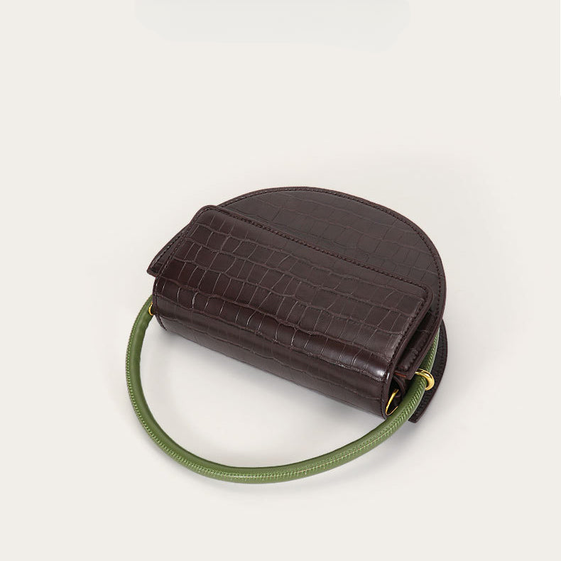 Bronze Bliss|Top-layer Cowhide|Genuine Leather Saddle Bag|Croc-Embossed - Jin's Finds