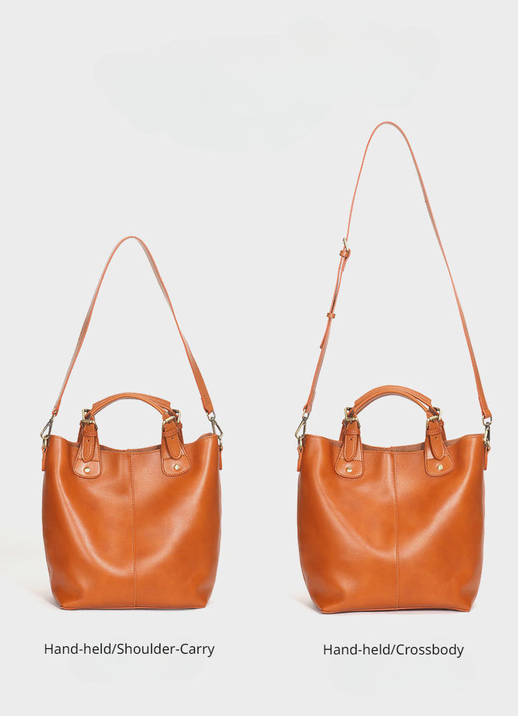 Tote Deluxe|Top-Grain Oil-wax Cowhide|Genuine Leather Tote Bag|Versatile Statement - Jin's Finds