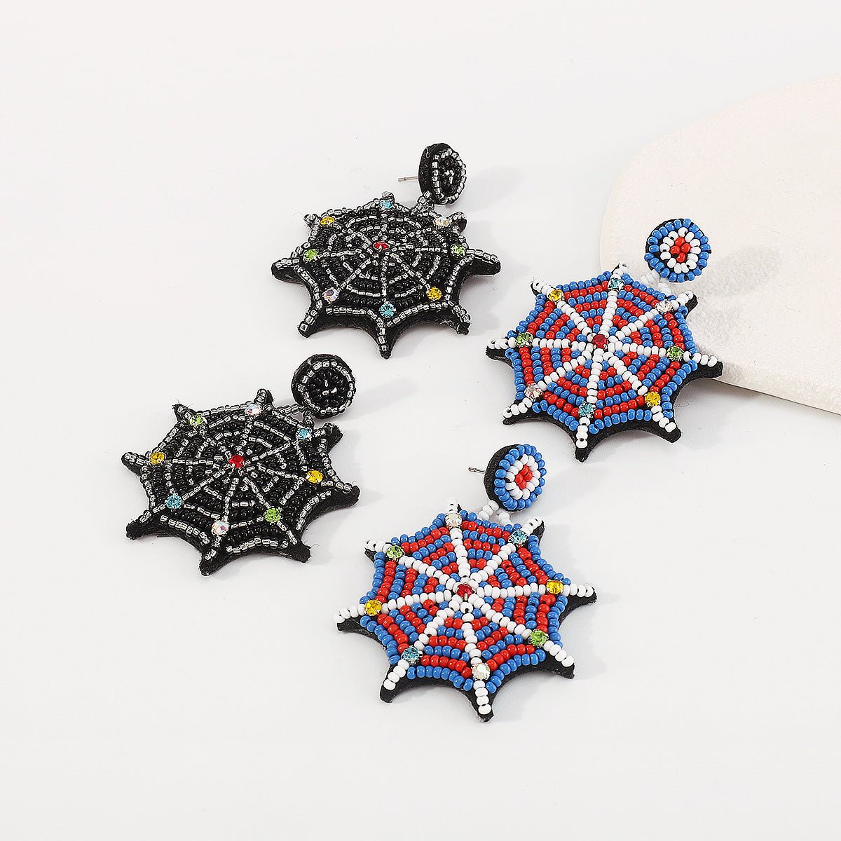 Halloween Dangle Earrings - Braided Glass Seed Beads 