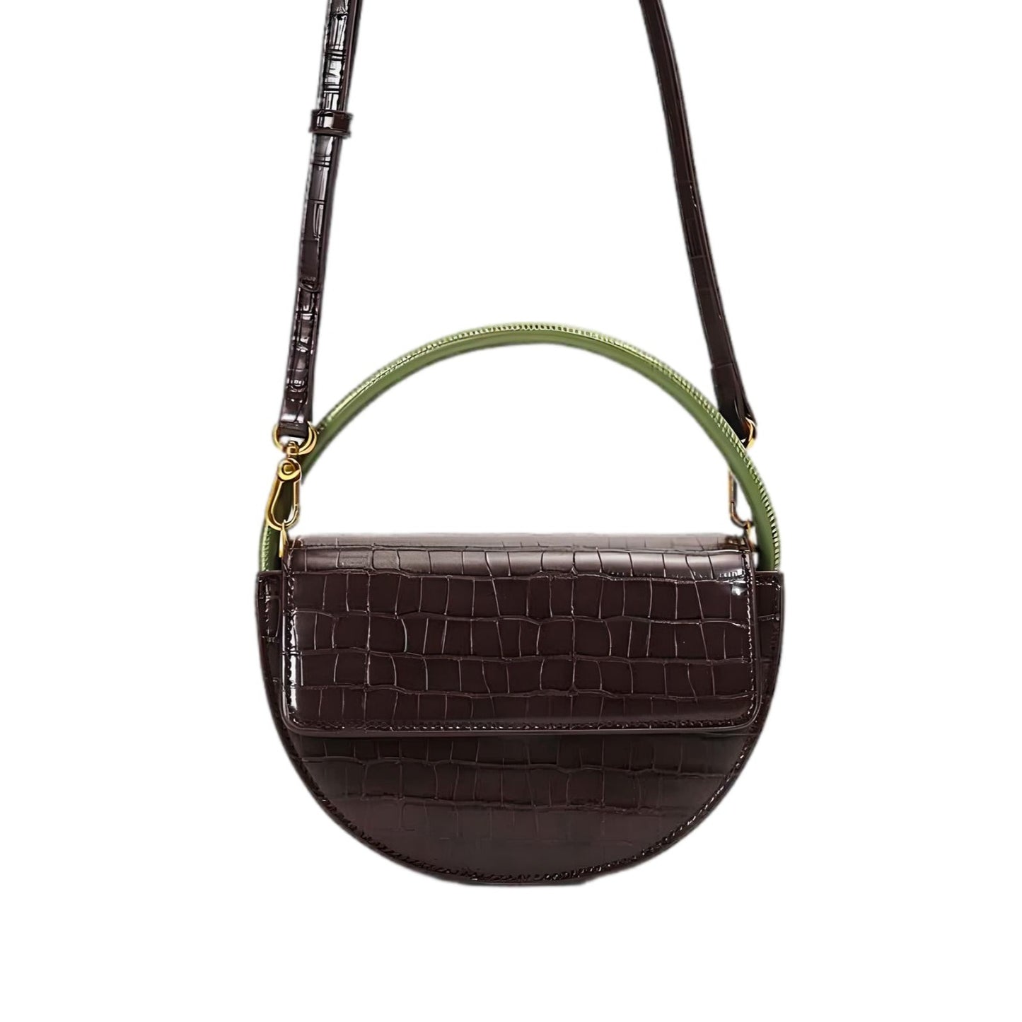 [Retro Capsule] Bronze Bliss|Top-layer Cowhide|Genuine Leather Saddle Bag|Croc-Embossed