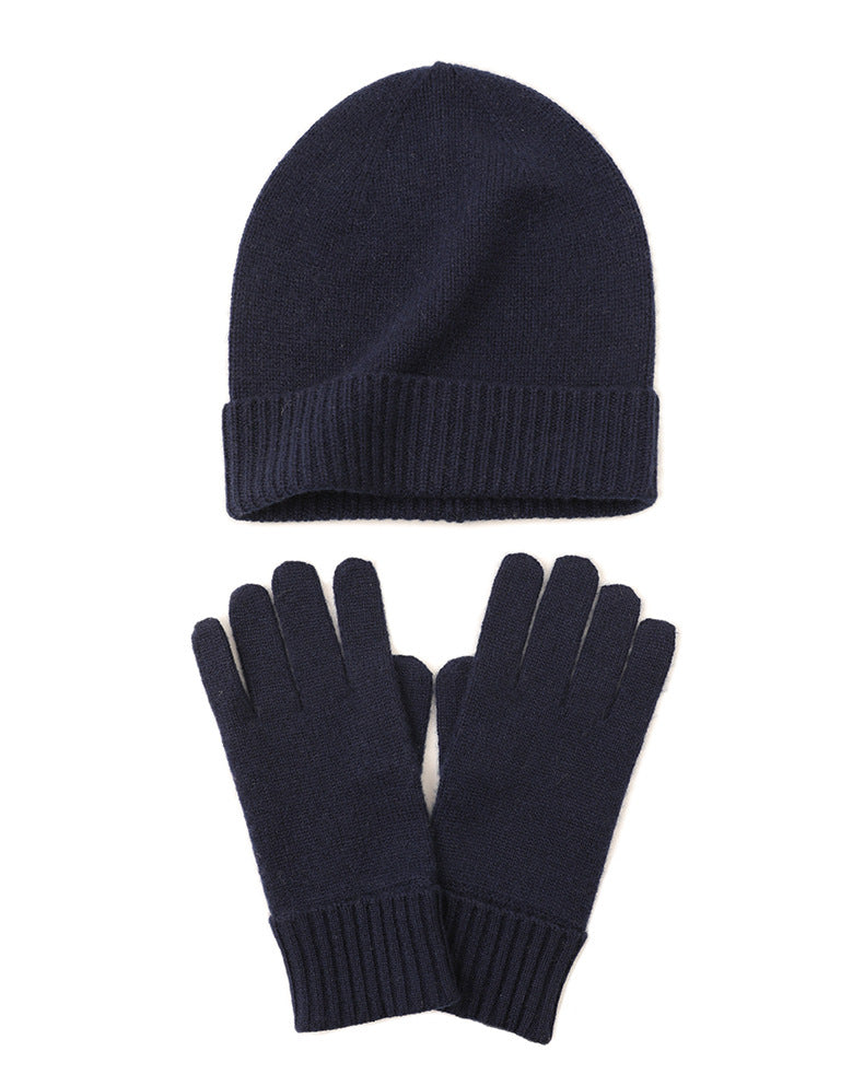 Cashmere Duo|Luxurious Cashmere Beanie and Gloves Set|Artisan Craftsmanship-Versatile Color Options: Available in three sophisticated colors—Ash Grey, Midnight Blue, and Onyx Black—this set complements any outfit with its understated elegance.