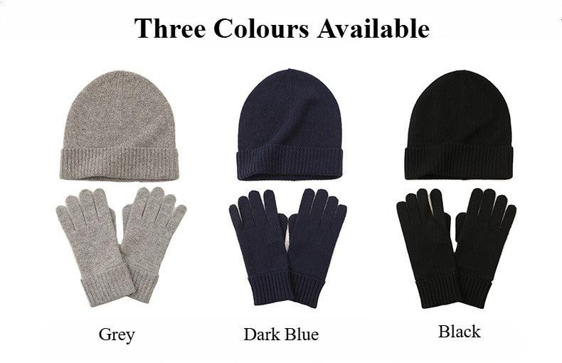 Cashmere_Duo_Luxurious_Cashmere_Beanie_and_Gloves_Set_Artisan_Craftsmanship-Three_Colours Perfect Fit: The beanie measures 23cm x 23cm, with a 6.5cm folded brim, offering a snug and comfortable fit. The gloves are designed with a length of 23cm and a palm circumference of 16cm, ensuring a seamless fit for most hands.