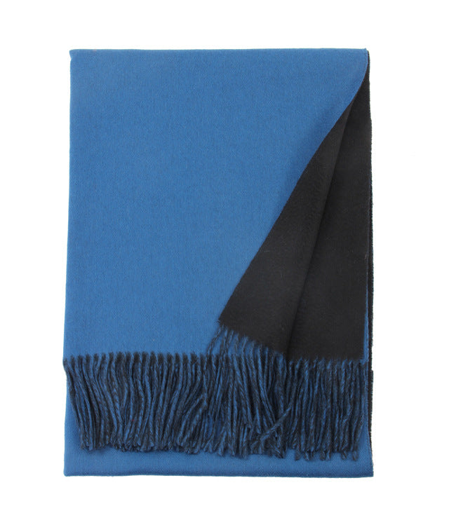 Azue-Midnight Colour-Double Face Scarf-100% Cashmere - The use of finer yarn enhances the shawl's aesthetic appeal, imbuing it with an unparalleled softness and elegance. This sophisticated technique also ensures the shawl remains lightweight, offering warmth without bulk. The result is a truly luxurious accessory that blends impeccable style with exceptional functionality, setting it apart as a must-have for the discerning connoisseur.