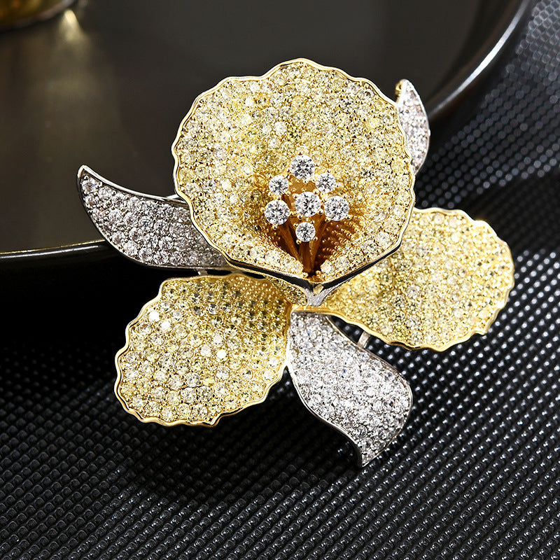 Orchid Brooch-CZ Gemstones 