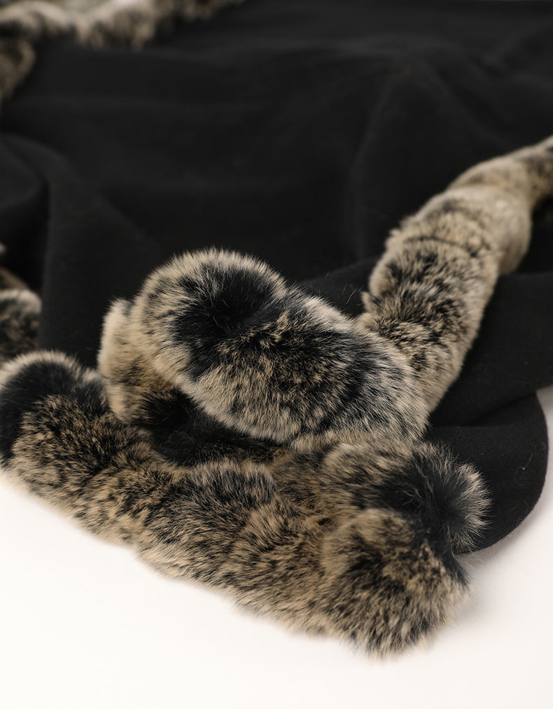 Soft Bordered|Plush Fur-Edged Cashmere Shawl|Universal Fit for Both Men and Women