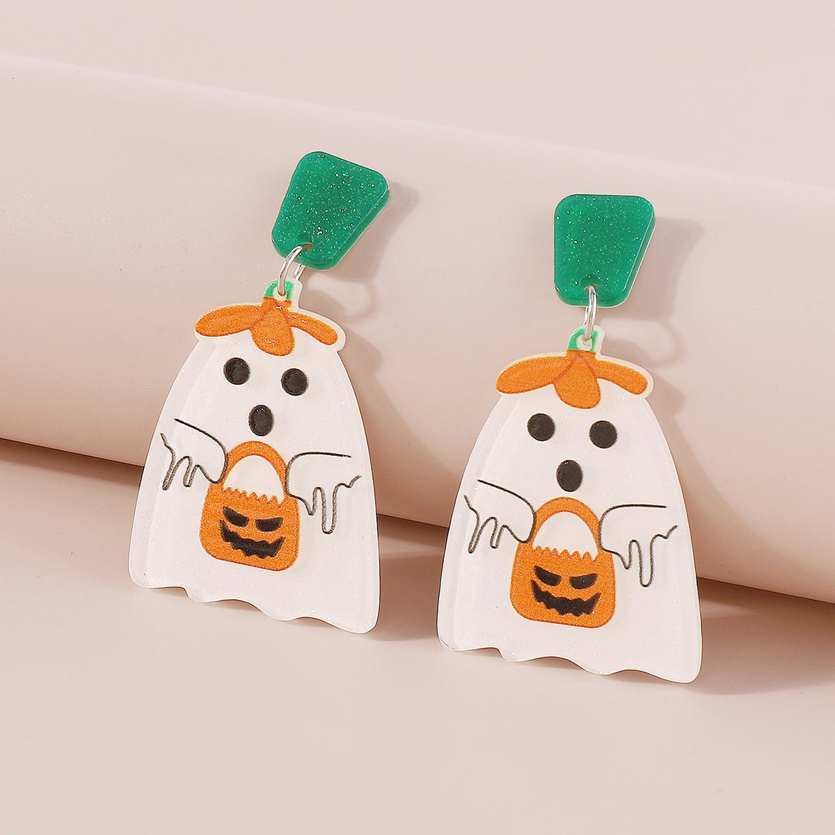 Halloween Pumkin Earrings - ghost and pumkin