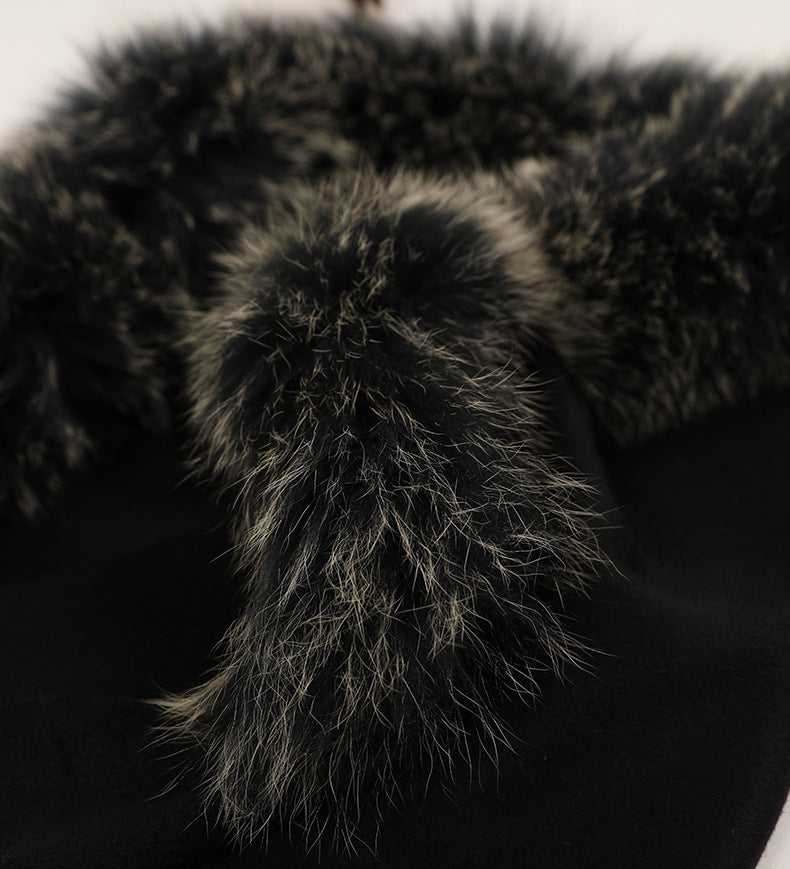 Nordic Grace Cape|100% Cashmere Shawl with Fox Fur Collar|The Pinnacle of Warmth and Elegance