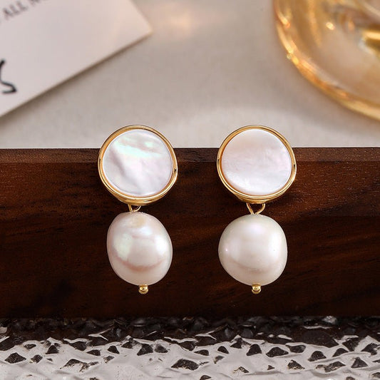 Drop Earrings -Nacre and Baroque Pearls