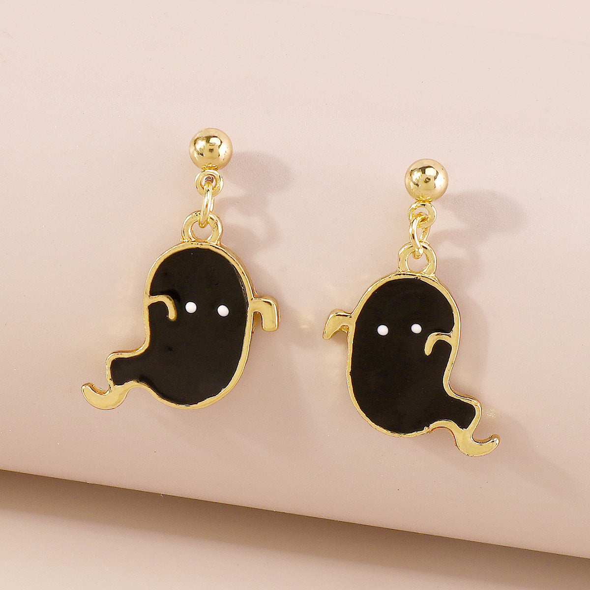 Halloween Ghost Earrings-Black Cold Enamel