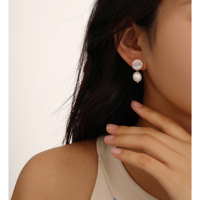 Drop Earrings -Nacre and Baroque Pearls