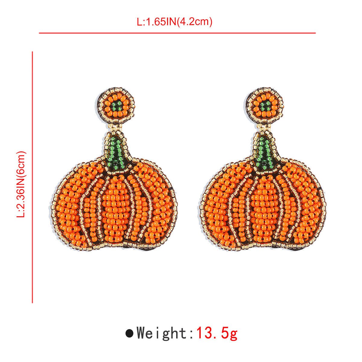 Halloween Pumkin Earrings - measurement