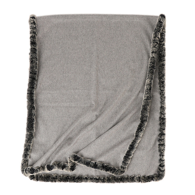 Soft Bordered|Plush Fur-Edged Cashmere Shawl|Universal Fit for Both Men and Women