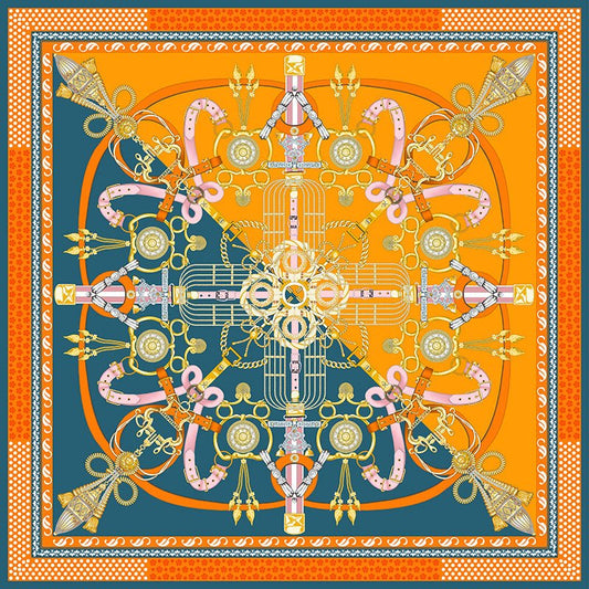 Opulence Orbit|100% Silk Scarf|A Piece that Connotes Wealth and Indulgence - Jin's Finds