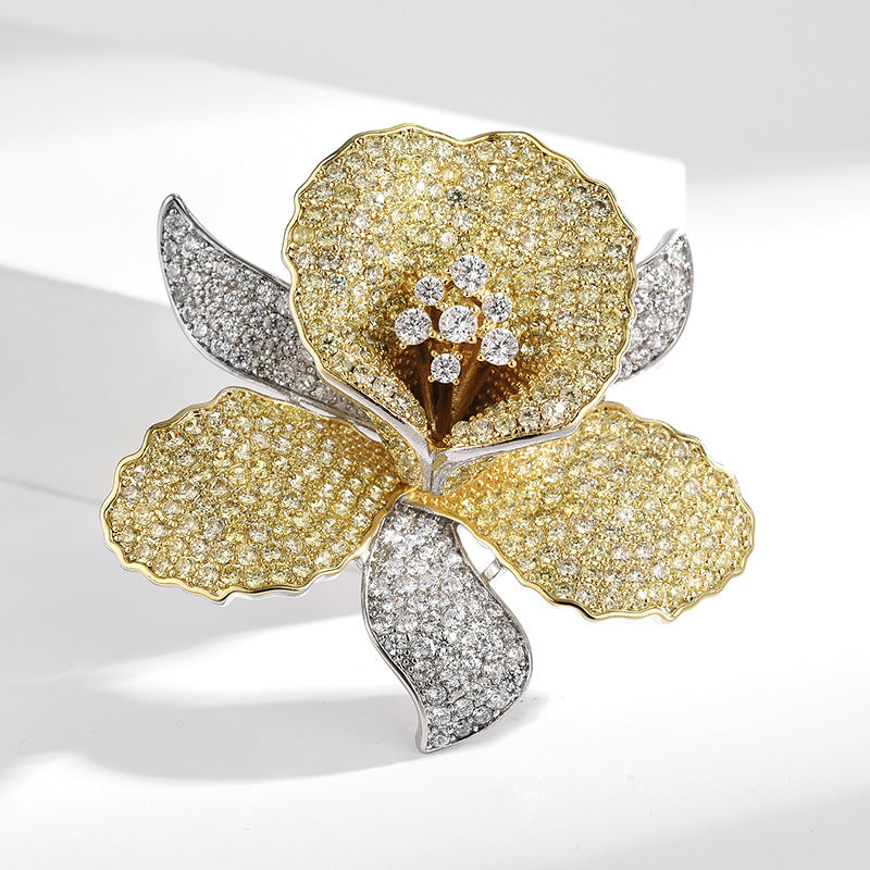 Orchid Brooch-CZ Gemstones 