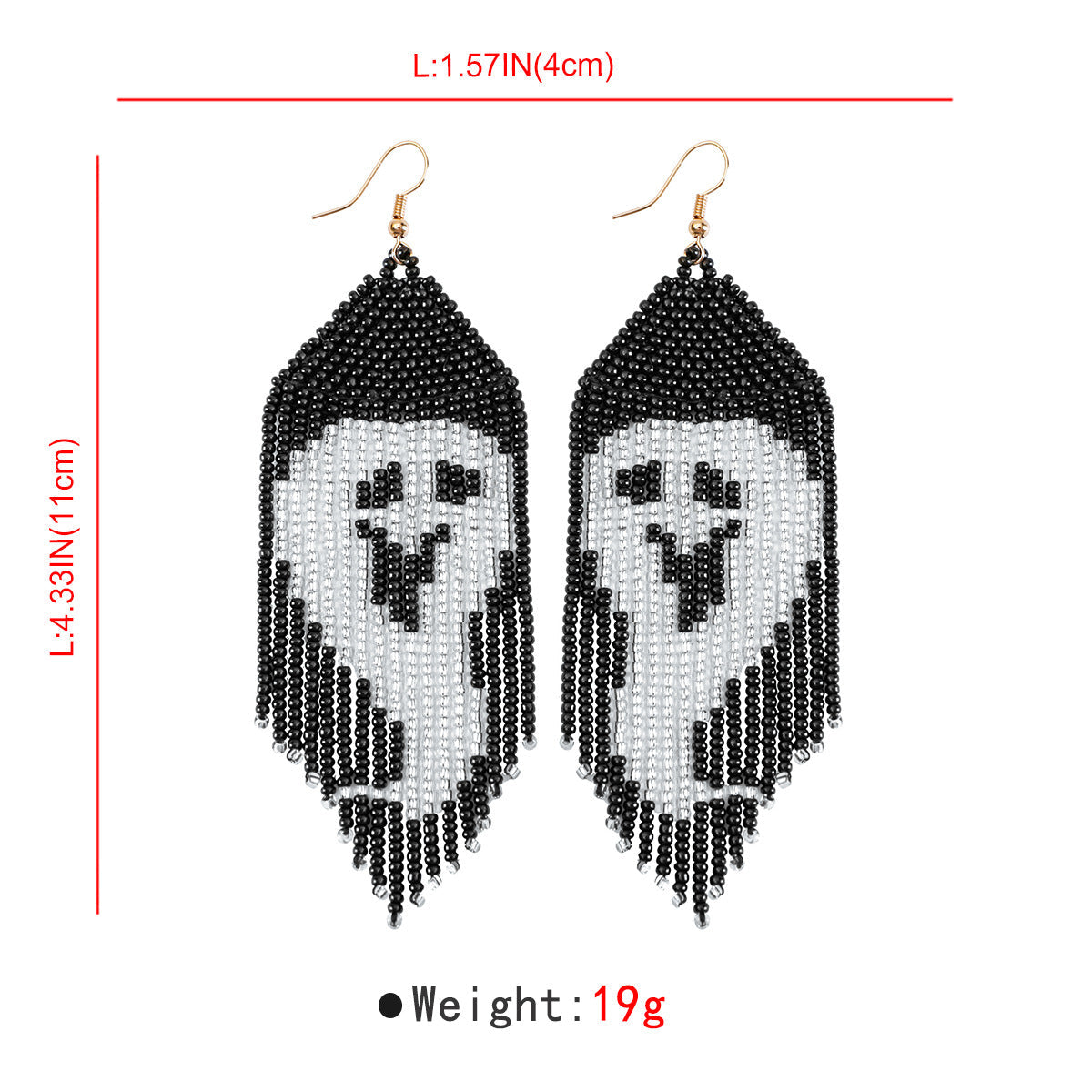 Halloween Ghost Earrings - Measurement