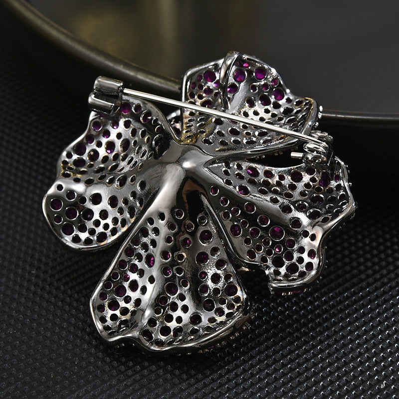 Flower Brooch -handcrafted with CZ Gemstones