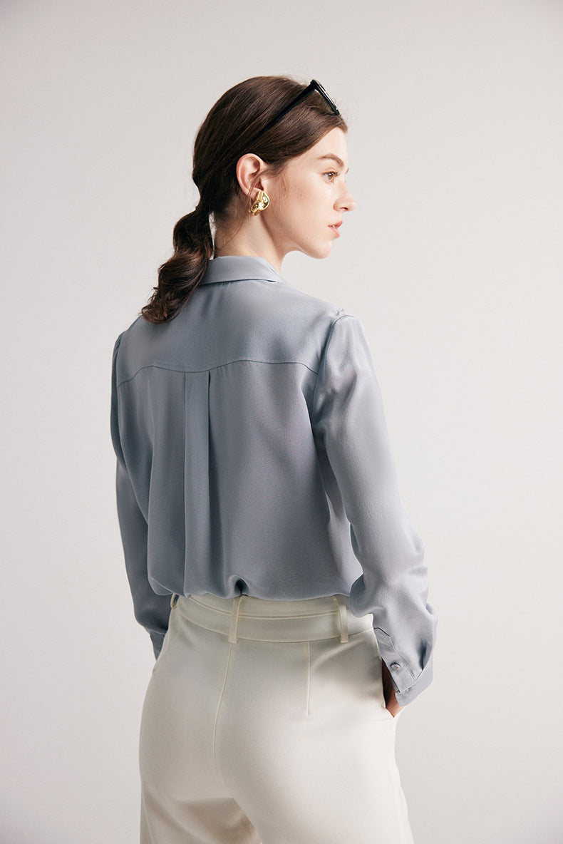 Perfect Silk Shirt for Office Wear | Diagonal Pleating Pattern| 100% Crepe de Chine Silk - Jin's Finds