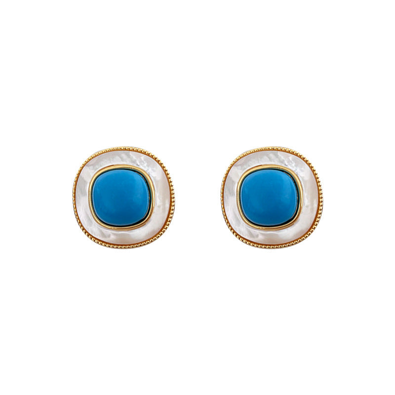 Blue Turquoise Stud Earrings-December Birthstone