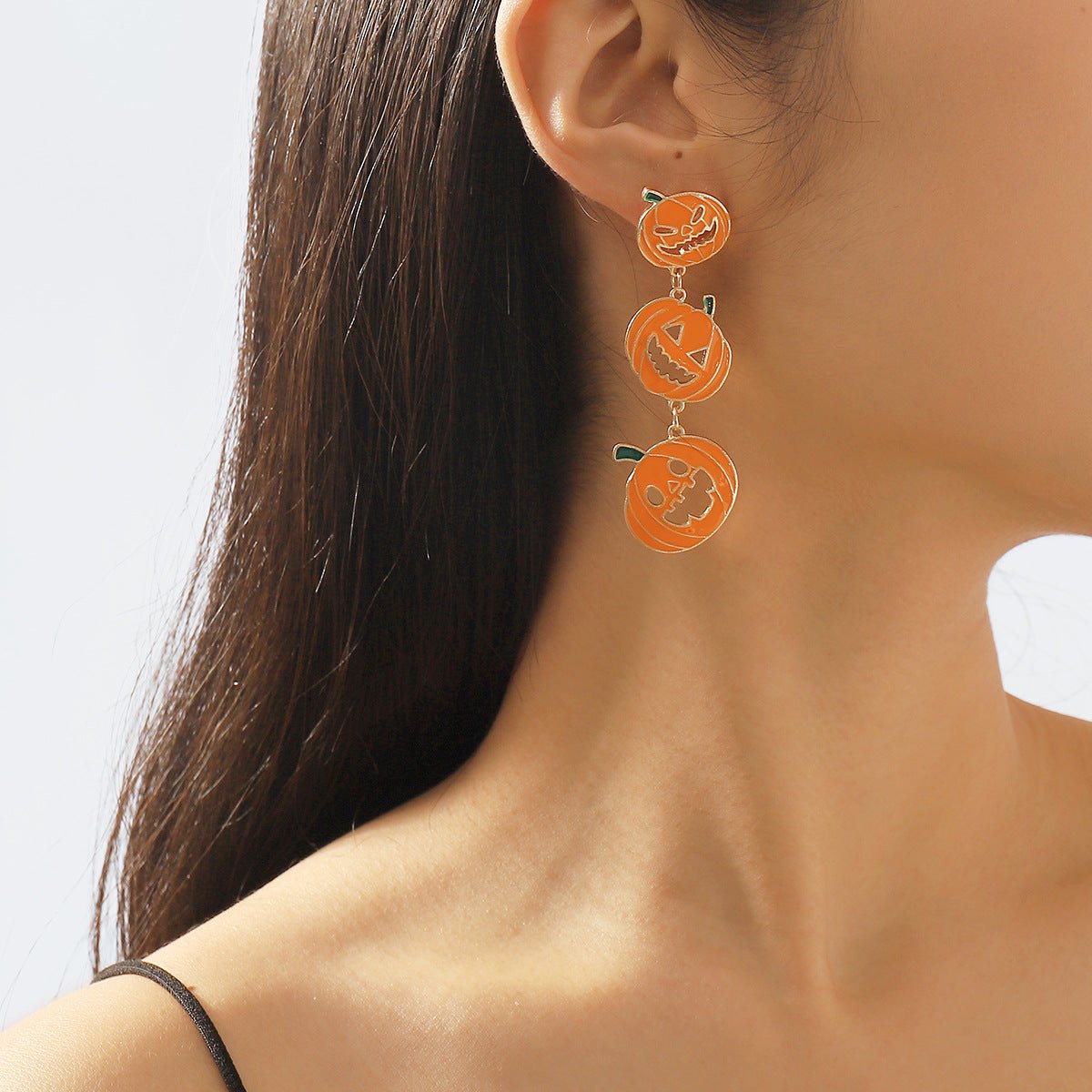 Halloween Pumkin Earrings - three pumkin dangles