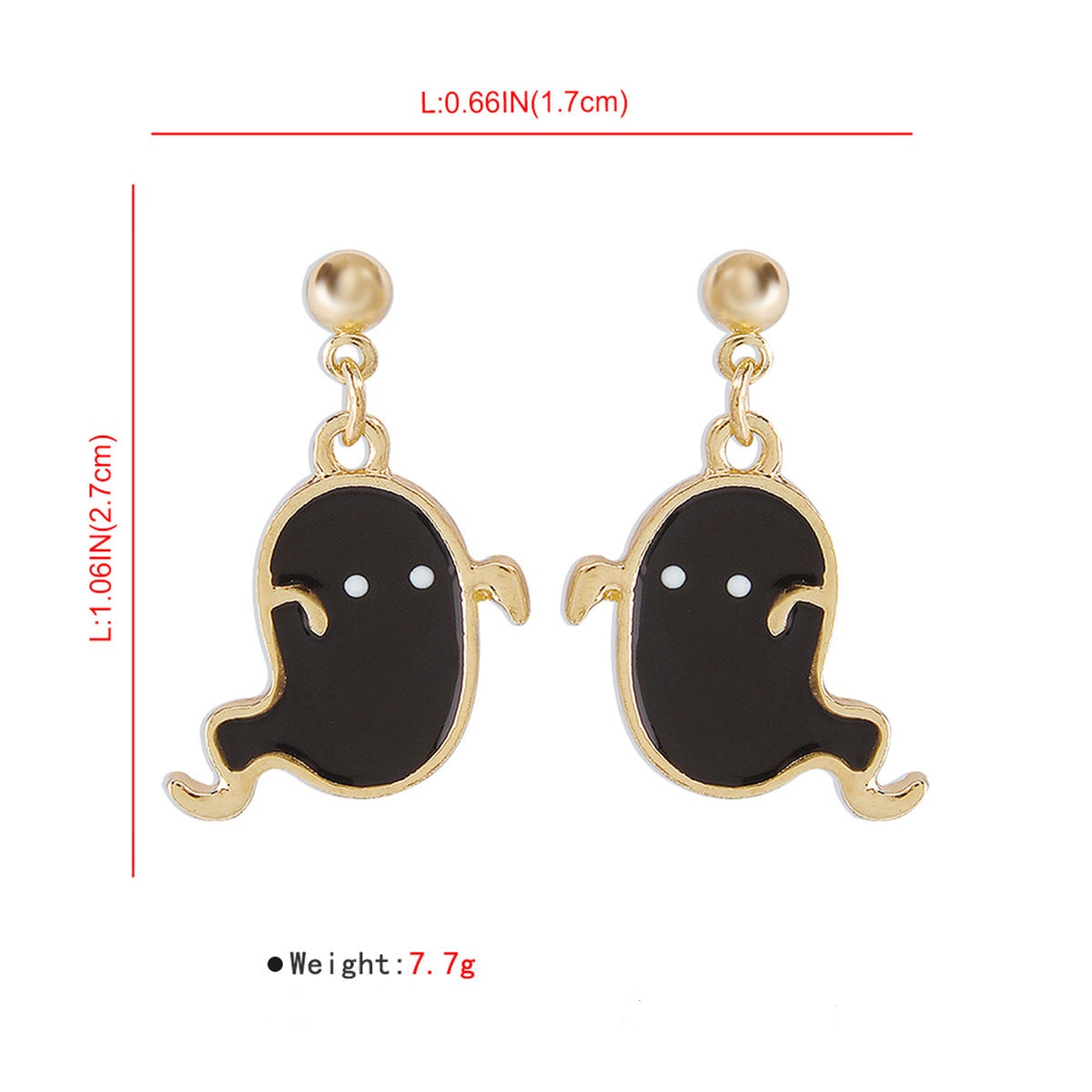 Halloween Ghost Earrings-Black Cold Enamel