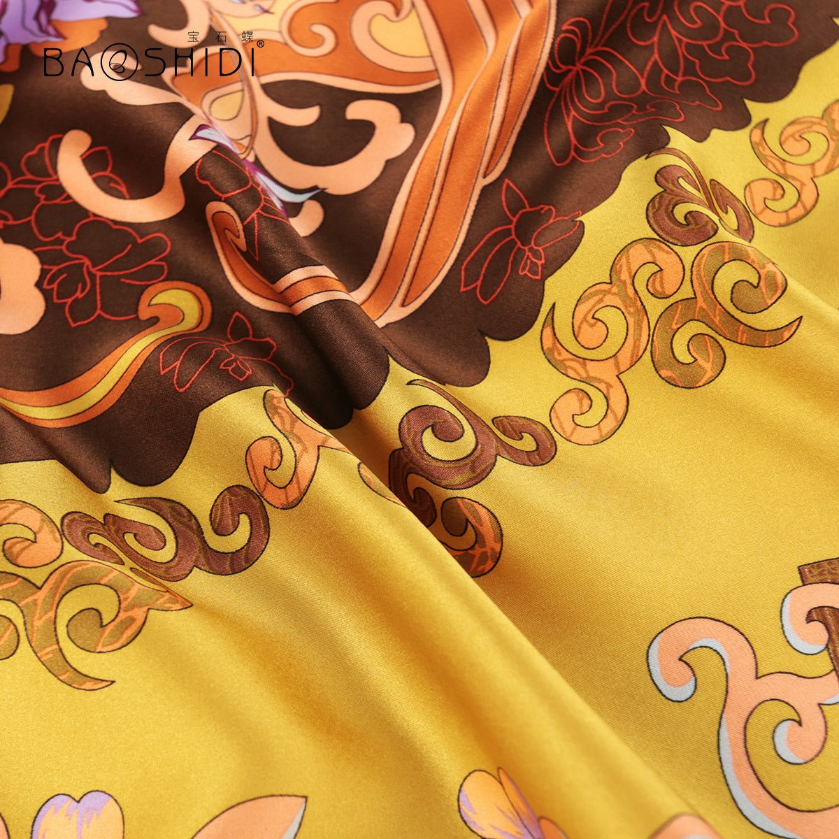 Auspicious Phoenix Synchronicity Silk Scarf|106cm x 106cm|Chinoiserie Style|100% Silk Twill - Jin's Finds