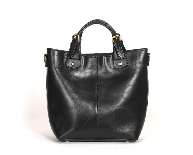 Tote Deluxe|Top-Grain Oil-wax Cowhide|Genuine Leather Tote Bag|Versatile Statement - Jin's Finds