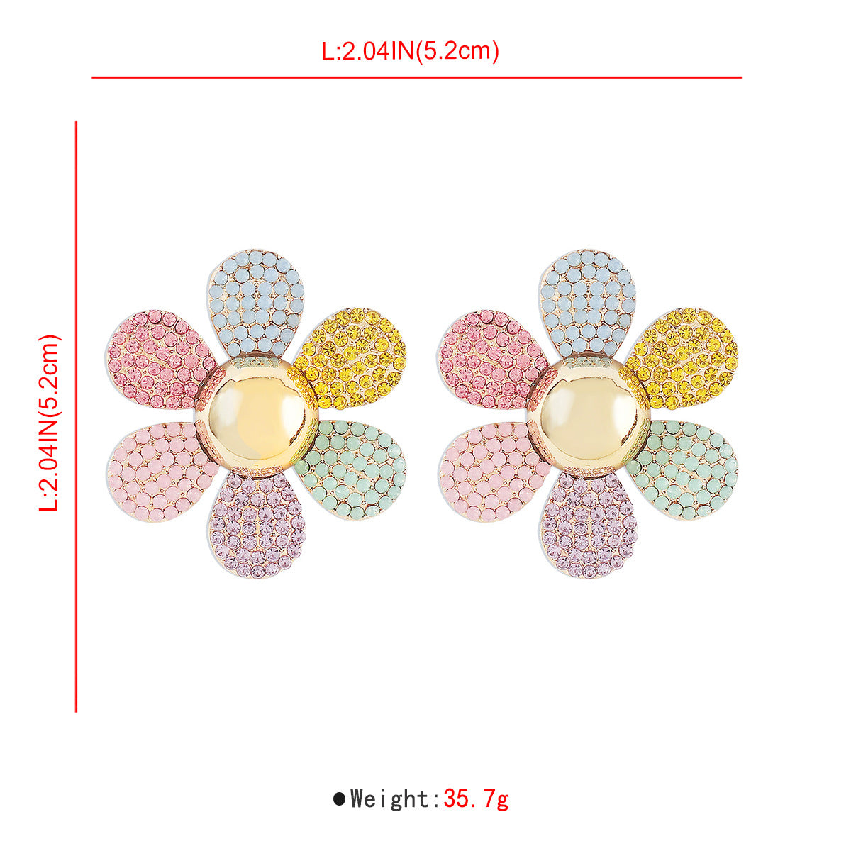 Flower Earrings-multi-colour- Rhinestone