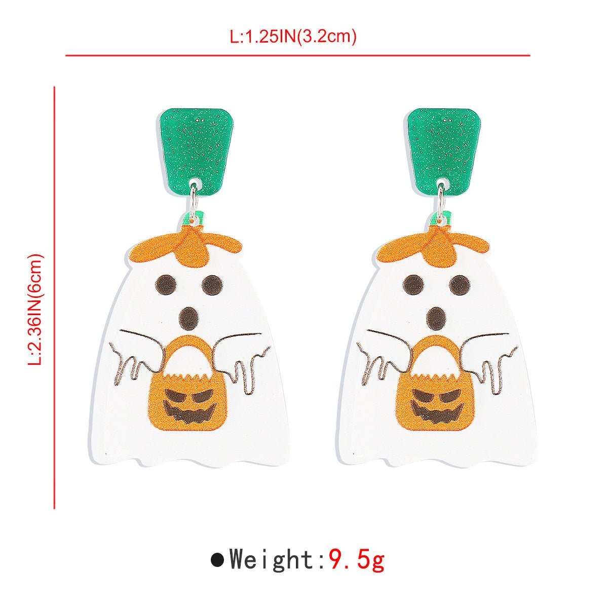 Halloween Pumkin Earrings - measurement