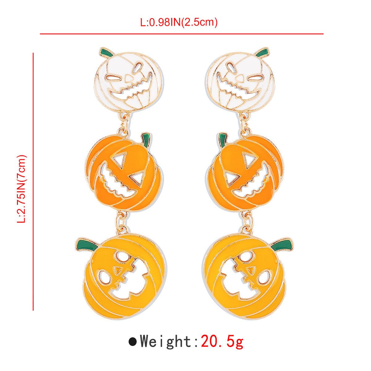 Halloween Pumkin Earrings - measurement