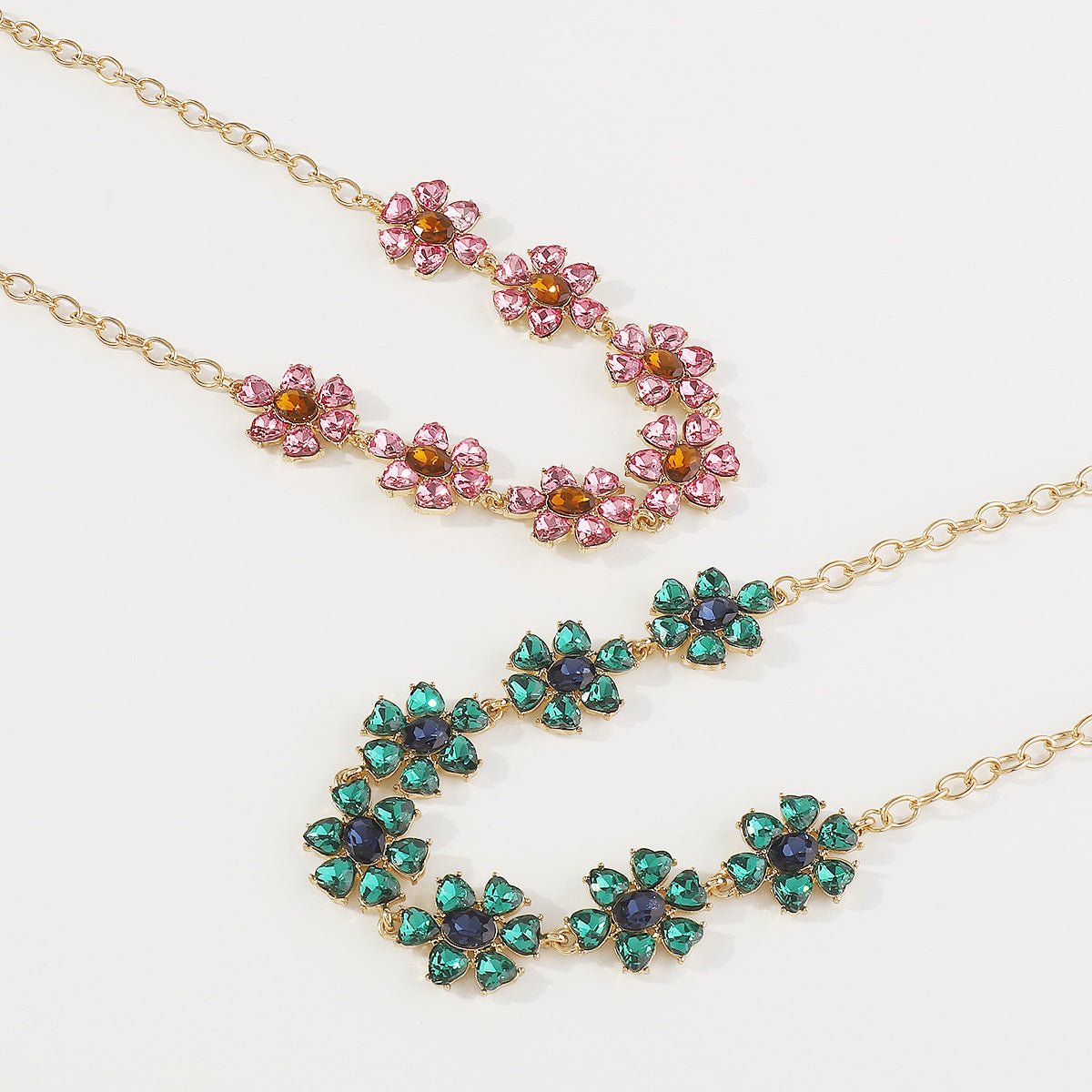 Floral Necklace -Rhinestone