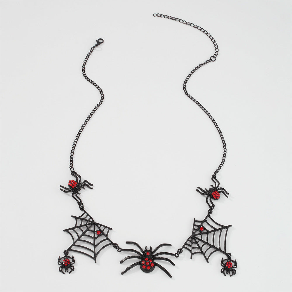 Halloween Jewelry Set-Red Spider Necklace