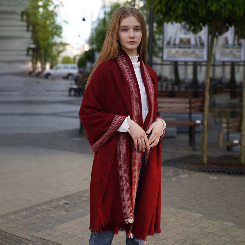 Exquisite Craftsmanship

Crafted from the finest lambswool, known for its unparalleled softness, elasticity, and warmth, this shawl is a testament to exquisite craftsmanship. The lambswool used in this piece is sourced from the first shearing, ensuring a gentle touch that is perfect for garments worn close to the skin.
