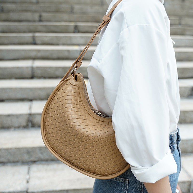 Woven Clutch Leather Bag-Apricot Colour-Premium Cowhide- soft to the touch but also durable